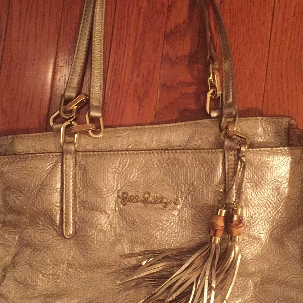 Lilly Pulitzer gold handbag